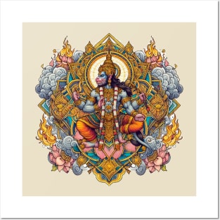 Wrathful Defender: Hanuman Yantra Tattoo Posters and Art